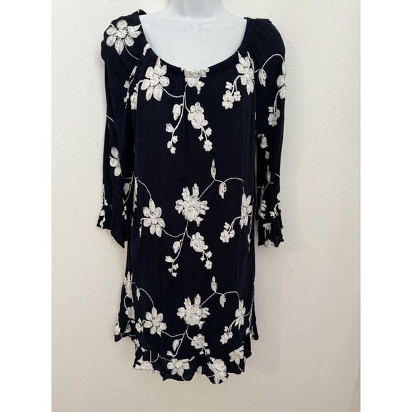 Simply Irresistible Dress Crinkle Gauze Embroidered On Off Shoulder Blue M EUC - Picture 1 of 9